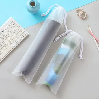 10шт Пластиковая сумка для хранения зонтиков Многоразовый чехол для хранения на шнурке Портативный водонепроницаемый матовый полупрозрачный органайзер для дома