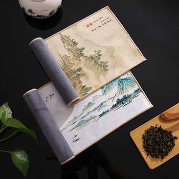 18x40 см Китайское Расписное Чайное Полотенце, Супер Впитывающее Высококачественные Аксессуары Для Чайного Сервиза, Толстые Настольные Коврики, Профессиональная Тряпичная Чайная Салфетка
