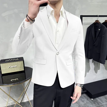 2023 Высококачественная корейская мода красивый тренд молодежный однобортный приталенный костюм повседневный однотонный костюм Блейзеры Four Seasons