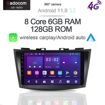 360 Панорамная Камера Carplay 6G + 128 ГБ Android 11,0 Автомобильный DVD-плеер GPS WIFI Bluetooth 5,0 RDS Радио Для Suzuki Swift 2011-2015