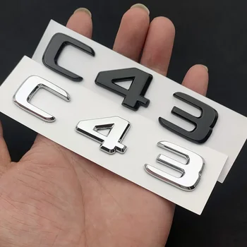 3D Хромированные Буквы Автомобиля Значок Заднего Багажника Боковое Крыло Biturbo 4matic Логотип Для Mercedes W204 W205 C43 AMG Эмблема Наклейка Аксессуары