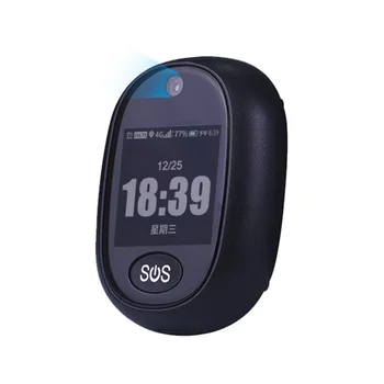 4G GPS Отслеживающий Кулон V45 Elder Mini GPS Персональный Трекер Будильник Говорящие Часы Водонепроницаемый (Черный)