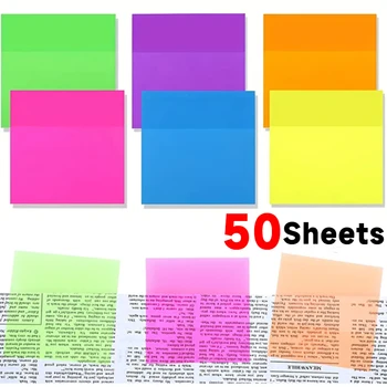 50 Листов прозрачных блокнотов для заметок, многоцветных водонепроницаемых заметок, самоклеящихся заметок для школьных учебников, канцелярских принадлежностей