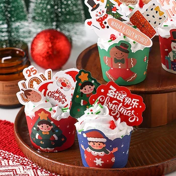 50 шт./лот Рождественский бумажный стаканчик для кексов, маслостойкий для выпечки, набор для торта, Новогодний весенний фестиваль, Рождественские сувениры