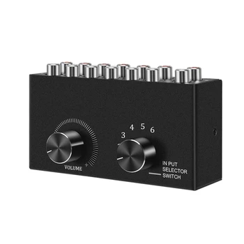 6 В 1 из L / R стерео аудио переключатель с кнопкой отключения звука Портативный RCA стерео аудио переключатель аудио разветвитель