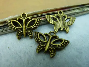 60pcs15*20mm Древние бронзовые подвески-бабочки Оптом DIY ювелирные аксессуары