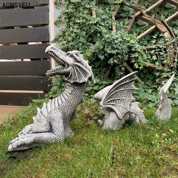 AGMSYEU креативная ретро-трехсекционная статуя летающего дракона, поделки из смолы, уличная мебель для газона, домашний декор, мебель для двора