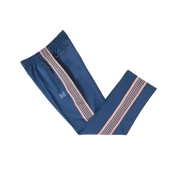 AWGE Needles Свободные брюки в классическую полоску Для мужчин и женщин, синие спортивные брюки с вышивкой бабочкой, повседневные, оверсайз, высокое качество