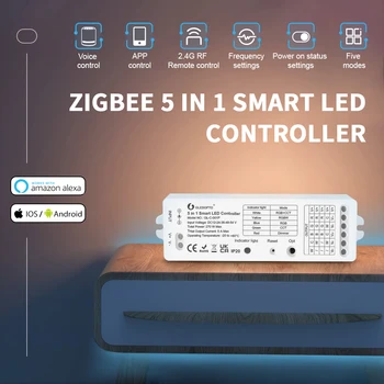 GELDOPTO Zigbee 3.0 5 в 1 Контроллер Светодиодной Ленты одноцветный RGB WW CW RGBW RGBCCT Диммер APP /Voice/ RF Пульт Дистанционного Управления 12V 24V