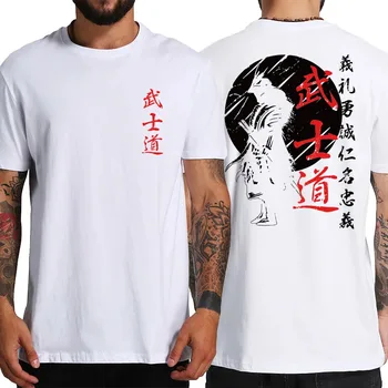 Japan Samurai Spirit Футболки Для Мужчин В Японском Стиле С Принтом Сзади, Свободные Негабаритные Топы Из 100% Хлопка, футболка Bushido, Мужские Подарки, Футболка