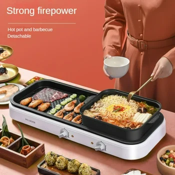 Multi-functional Electric Bbq Two-flavor Hot Pot Indoor Smokeless Grill Electric Griddle Гриль Электрический Parrilla Electrica