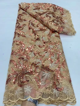 NDPN271 Бесплатная доставка Африканская сетчатая кружевная ткань с блестками, красивое вышитое французское тюлевое кружево для вечеринки и свадебного платья