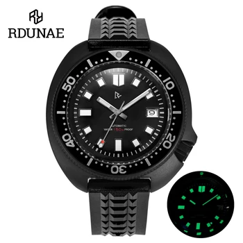 RDUNAE Rdunae Винтажные мужские часы для дайвинга turtle 6105 Механизм NH35 Автоматический Черный сапфировое стекло Алюминиевый безель Наручные часы в стиле ретро