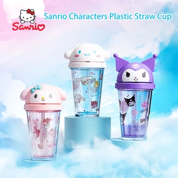 Sanrio Kuromi Cinnamoroll Sippy Cup 320 мл Пластиковая Откидная Чашка Большой Емкости, Двухслойная Защита От Ожогов, Модный Прочный Подарок Подруге