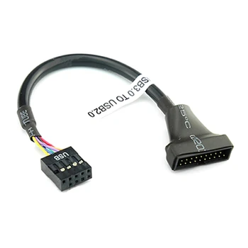 USB 3.0 19Pin 20-контактный разъем для подключения к USB 2.0 9-контактный разъем для материнской платы, кабель-адаптер для подключения к корпусу для женщин/мужчин, конвертер Прямая поставка
