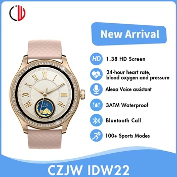 ZZYSMART 1,38 Дюймовые Женские Смарт-часы IDW22 Встроенный Alexa Bluetooth Вызов 3ATM Водонепроницаемые Модные Умные Часы С Реальным Содержанием Кислорода в крови