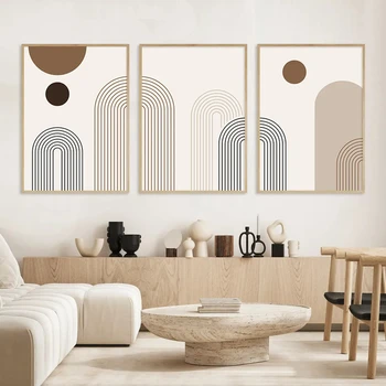 Абстрактная геометрическая линия, холст, плакат в стиле бохо, настенные художественные принты для украшения интерьера современной гостиной