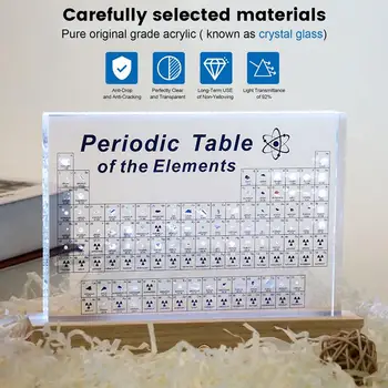 Акриловая Периодическая таблица элементов с реальными образцами С легким орнаментом на основе для школьного обучения, демонстрация химического реального элемента