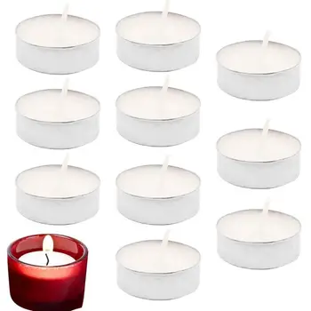 Белые свечи для обета без запаха, 10 шт., Свечи без капель, Дорожные свечи, Бездымные Долговечные Чайные свечи для свадеб