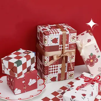 Бумага для упаковки новогодних подарков, красочный мультяшный мишка, оберточная бумага для подарков на День Святого Валентина, День рождения, Рождественские подарки, 6 листов