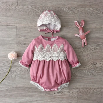 Весенний комбинезон для новорожденных девочек 2024 года, детская одежда со шляпами, розовый комбинезон для новорожденных, зеленое боди для малышей, костюмы для Дня рождения для младенцев