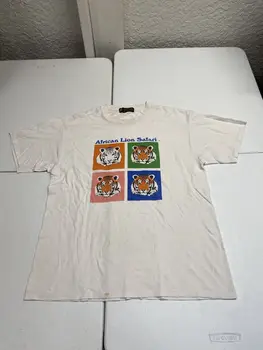 Винтажная футболка с сафари с африканским львом, Большой размер, зоопарк, Дикая природа, Wilderness BinV
