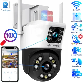 Внешняя двойная камера Wi-Fi, Двухобъективная скоростная купольная PTZ-камера, Гуманоидная камера слежения, двусторонняя аудио IP-камера Camhipro