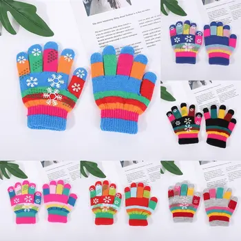 Вязаные Детские перчатки Милые Варежки толстой вязки без пальцев для мальчиков и девочек