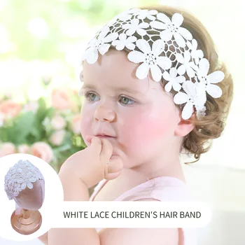 Детская повязка на голову, кружевные хлопковые повязки для волос для девочек, Сетчатые Аксессуары для волос Принцессы, Детский Белый Тюрбан, Эластичный Реквизит для новорожденных
