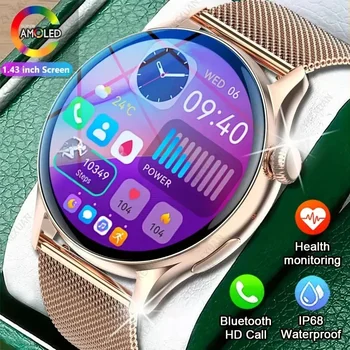 Для Xiaomi Новые умные часы с диагональю 1,43 дюйма, полноэкранный Bluetooth-звонок, монитор сердечного ритма, сна, спортивные модели, умные часы для мужчин и женщин