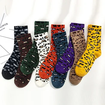 Европейские и американские Модные Мужские и женские носки с модной индивидуальностью, хлопковые Сексуальные Повседневные женские носки в стиле харадзюку с пятнистым леопардом