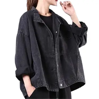 Женская джинсовая куртка, весна-осень, Новая Корейская свободная Литературная Художественная Дикая Короткая джинсовая куртка с длинными рукавами, женская короткая куртка A739