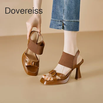 Женская обувь Dovereiss 2023, Новая летняя мода, водонепроницаемые босоножки на толстом каблуке с узлом бабочки, Размер 40