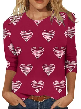 Женские футболки с 3D-принтом в форме Сердца, Летние Футболки С коротким рукавом, Кавайные Графические Футболки С Изображением Любящего Сердца, Свободная Одежда Оверсайз