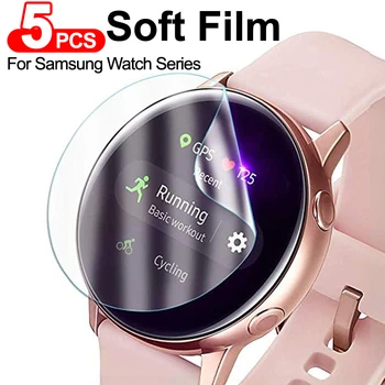 Защитная пленка 5шт для Samsung Galaxy watch Active 1 2 44 мм 40 мм Мягкая пленка для Samsung Gear S3 ультратонкая полнослойная.