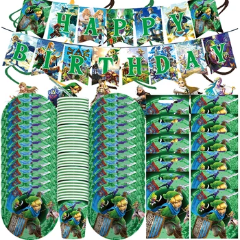 Игра The Legend Тема Дня Рождения Favor Party Supplies Праздничный Набор Zelda Бумажный Стаканчик Тарелка Подарочный Пакет Салфетка Детский Душ Декор Для Вечеринки