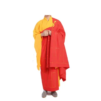 Красный Буддийский халат Кеса, Платье Шаолиньского монаха, костюм Кунг-фу, Униформа Для медитации, костюмы