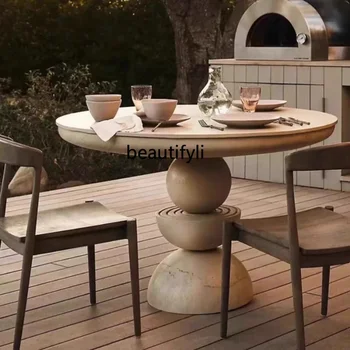 Круглый стол из массива дерева в американском стиле, Креативный Обеденный стол, Дуб, Французский стол для конференций в стиле ретро
