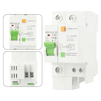 Малый автоматический выключатель Воздушный выключатель 1P + N 32A AC230V Выключатель защиты от утечки Короткое замыкание/перегрузка/утечка/контроль