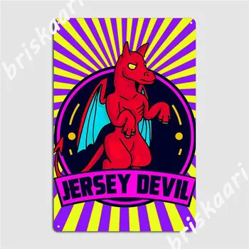 Металлическая табличка Jersey Devil, настенные таблички паба, Жестяная вывеска ретро-кинотеатра