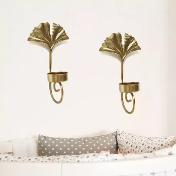 Металлический листовой подсвечник, подсвечник для украшения стен в скандинавском стиле, металлическая подставка для листьев золотистого цвета для дома и подарка на вечеринку