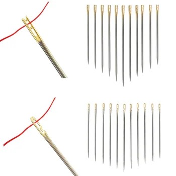 Многоразмерные иглы для шитья Gold Tail, которые легко проходить сбоку, ручной инструмент для вышивания, иглы для шитья своими руками