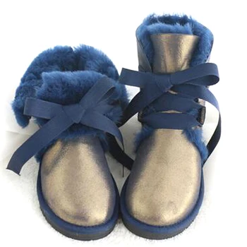 Модные водонепроницаемые женские ботинки Зимние ботинки из натурального меха Зимние ботинки из овчины Шерстяная обувь Шерсть для тепла Классическое кружево
