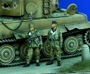 Неокрашенный комплект 1/35 Фигурка офицера пехоты и танкиста вермахта Историческая фигура Набор смолы