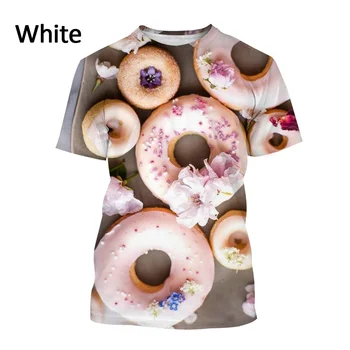 Новая модная футболка с 3D-принтом Donut, милые шоколадные пончики, топы с круглым вырезом и коротким рукавом, футболка в стиле харадзюку