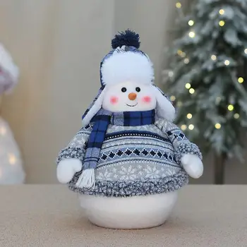 Новые синие рождественские куклы-снеговики, плюшевые фигурки качающихся лыжных кукол, Рождественские украшения для офисов, комнат, кухни, подарков для дома
