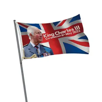 Новый Праздничный флаг короля Карла III, Флаг в честь Интронизации Карла III, Флаг в честь Престолонаследия, Британское украшение Юнион Джек