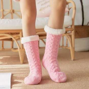 Носки Женские осенне-зимние утолщенные Плюс бархатные носки для пола, домашние тапочки для взрослых, Носки Теплые Носки для сна