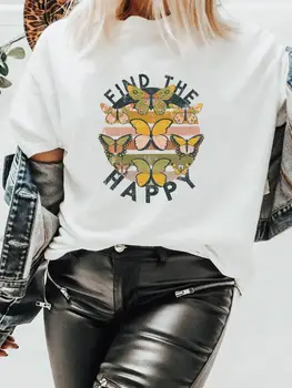 Одежда с принтом, женская весенняя мода, летняя бабочка, милая женская футболка 90-х, женская графическая футболка с коротким рукавом