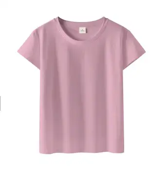 Однотонная женская футболка повседневного цвета с коротким рукавом